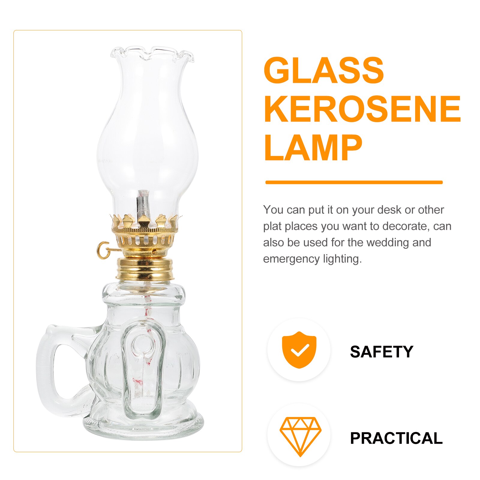 1 Set Household Kerosene Oil Light Retro Oil Lamp Glass Kerosene Lamp with Wicks