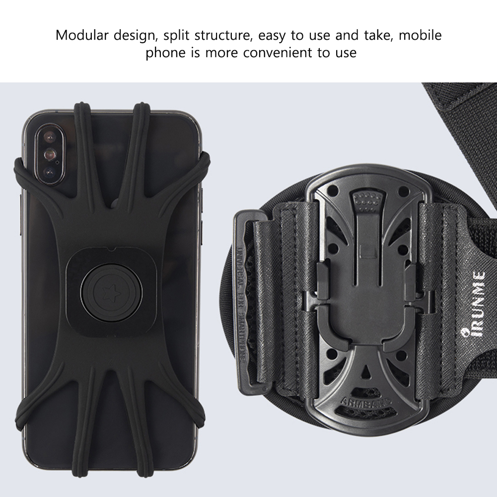 Supporto per cellulare con rotazione di 360 gradi custodia da polso indossabile per fascia da braccio borsa da polso regolabile per telefono rimovibile per la corsa in bicicletta