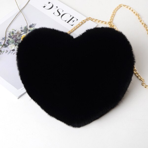 UK Women Heart-shaped Bag Plush Love Shoulder Hairy Bag Valentine Day: D