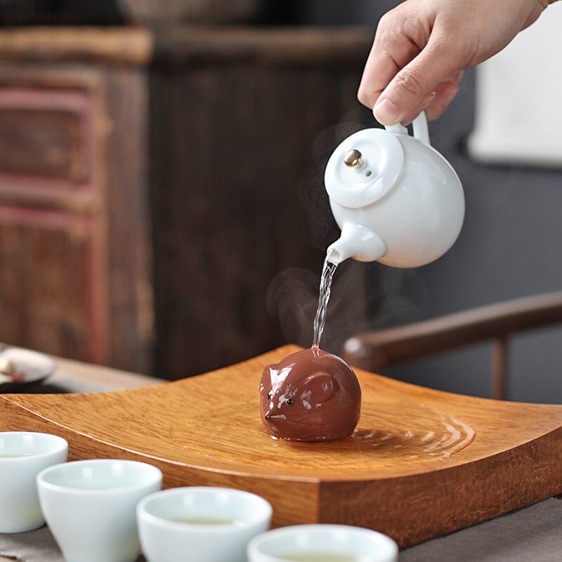 Ceramic tea pets cute rat ornaments tea play tea art lucky rat tea tray home gardening decoration