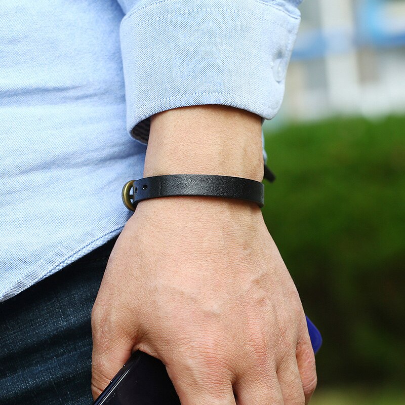 Niuyitid pulseira vintage simples para homens e mulheres, bracelete ajustável de couro, joias estilo punk para homens e mulheres