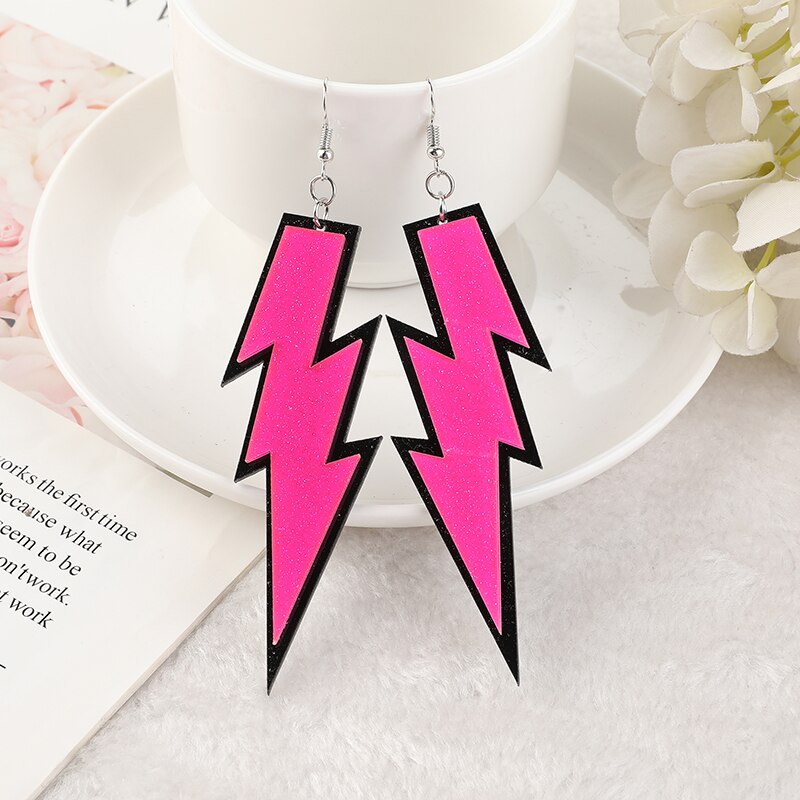 1 paar Blitz Reize Kreative Acryl Bunte Frau Baumeln Ohrringe Tropfen Ohrringe Für Mädchen Geburtstag: hotpink