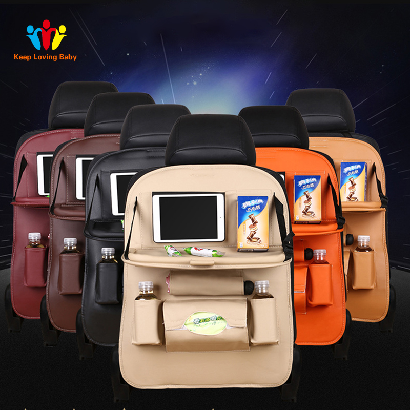 Car Ceat Storage Bag Hanging Universal Auto Multi-pocket PU Organizer Bag Leather Pad Car Ceat Shopping Cover
