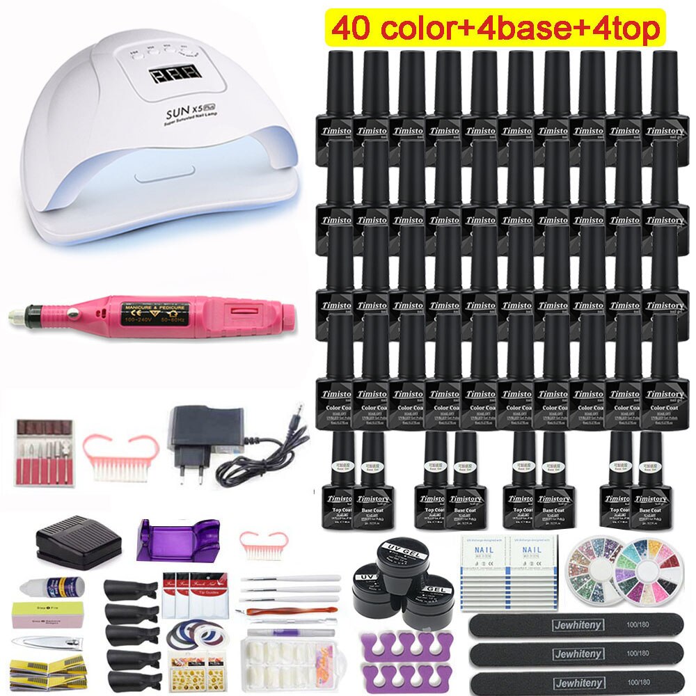 Super Maniküre Set 120W/54W Led Nagel Lampe 20000RPM Nagel bohrer Maschine Mit 50 Farbe UV gel Nagellack Acryl Kit Nail art Set: X5-30-MINI