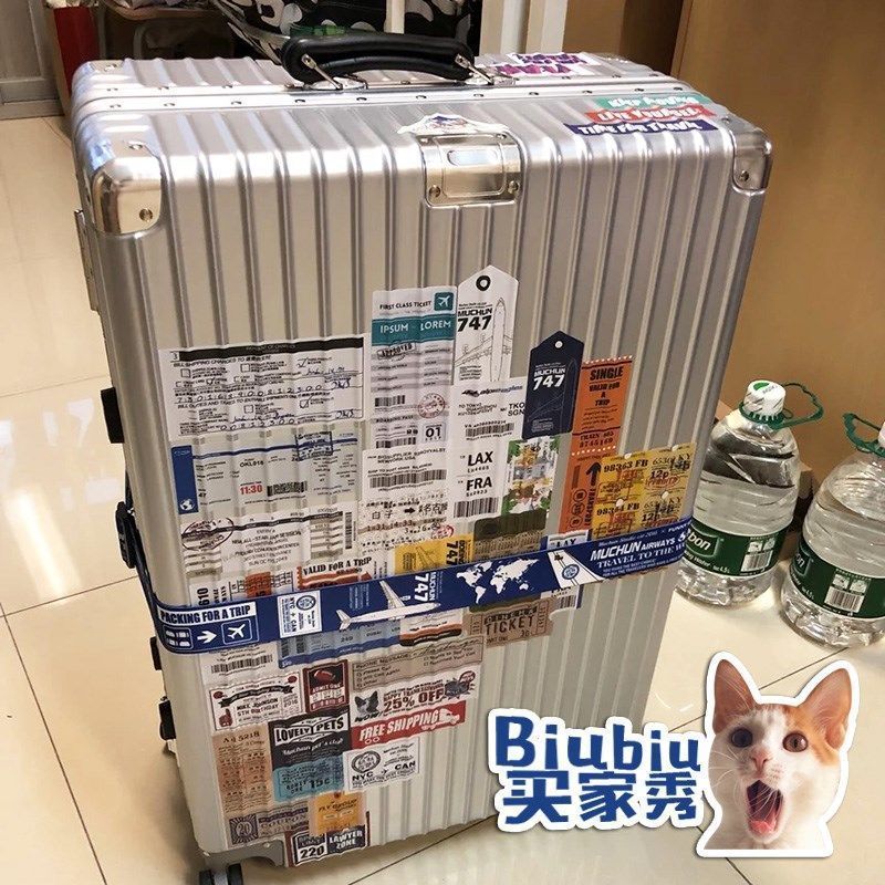 55pcs/Lot Travel Sticker PVC Waterproof Mixed Aircraft Boarding Pass Stickers for Trolley Case Sticker Retro Air Boarding Pass