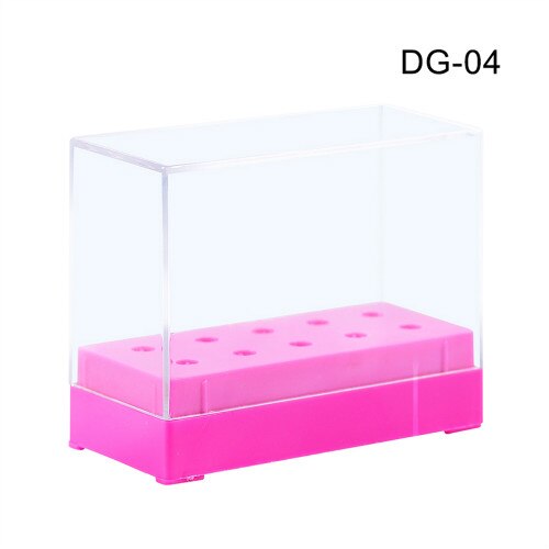 Nail Drill Bit Display Container Acrylic Holder Case Nail Art Drill Bit Empty Home Jewelry Storage Box Manicure Accessory: Rose Red 10 Holes