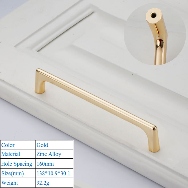 Modern Minimalist Cabinet Push Pull Handle Jane European Imitation Gold Drawer Wardrobe Door Handle Furniture Hardware Knobs: Gold 6197-160mm