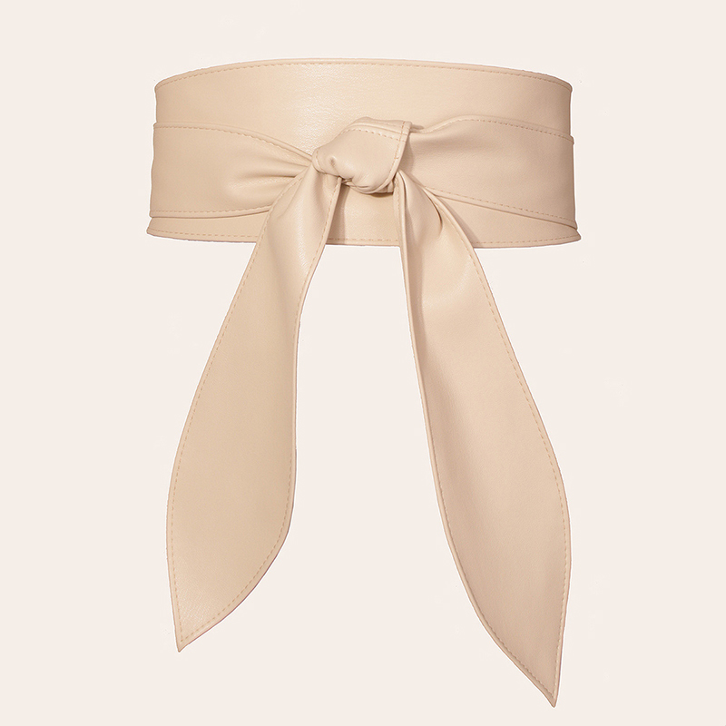 Ceinture à nœud de tempérament, en simili cuir, à la , large, délicat, doux, accessoires pour vêtements,: Beige