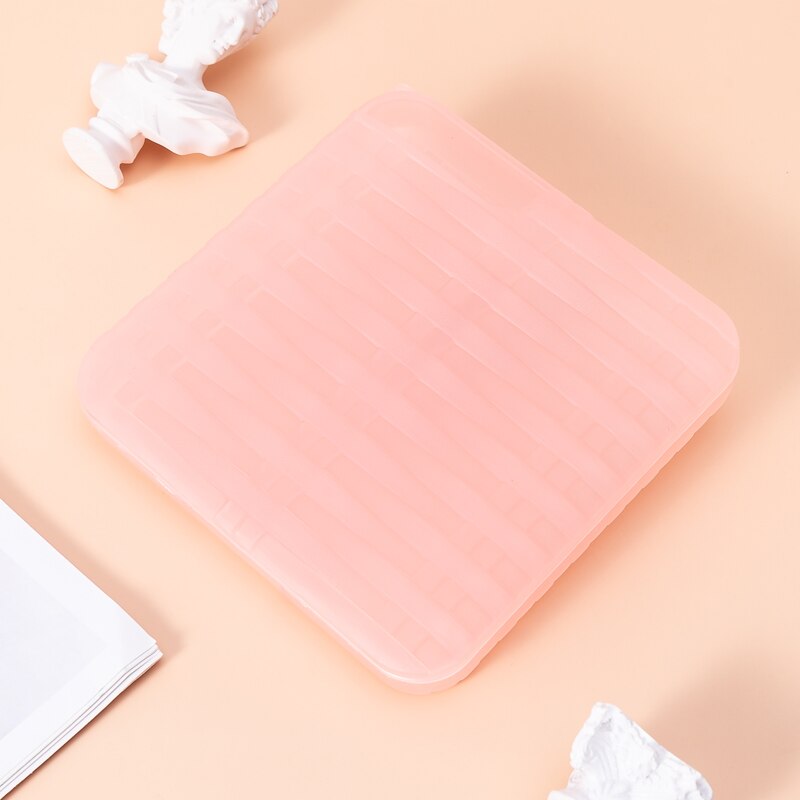 Kleurrijke pp-doos voor het opbergen van maskers, bewaar maskers, doos in rotanvorm, draagbare maskers, studentenmaskeropslag, stofdichte maskerorganizer: Transparant roze