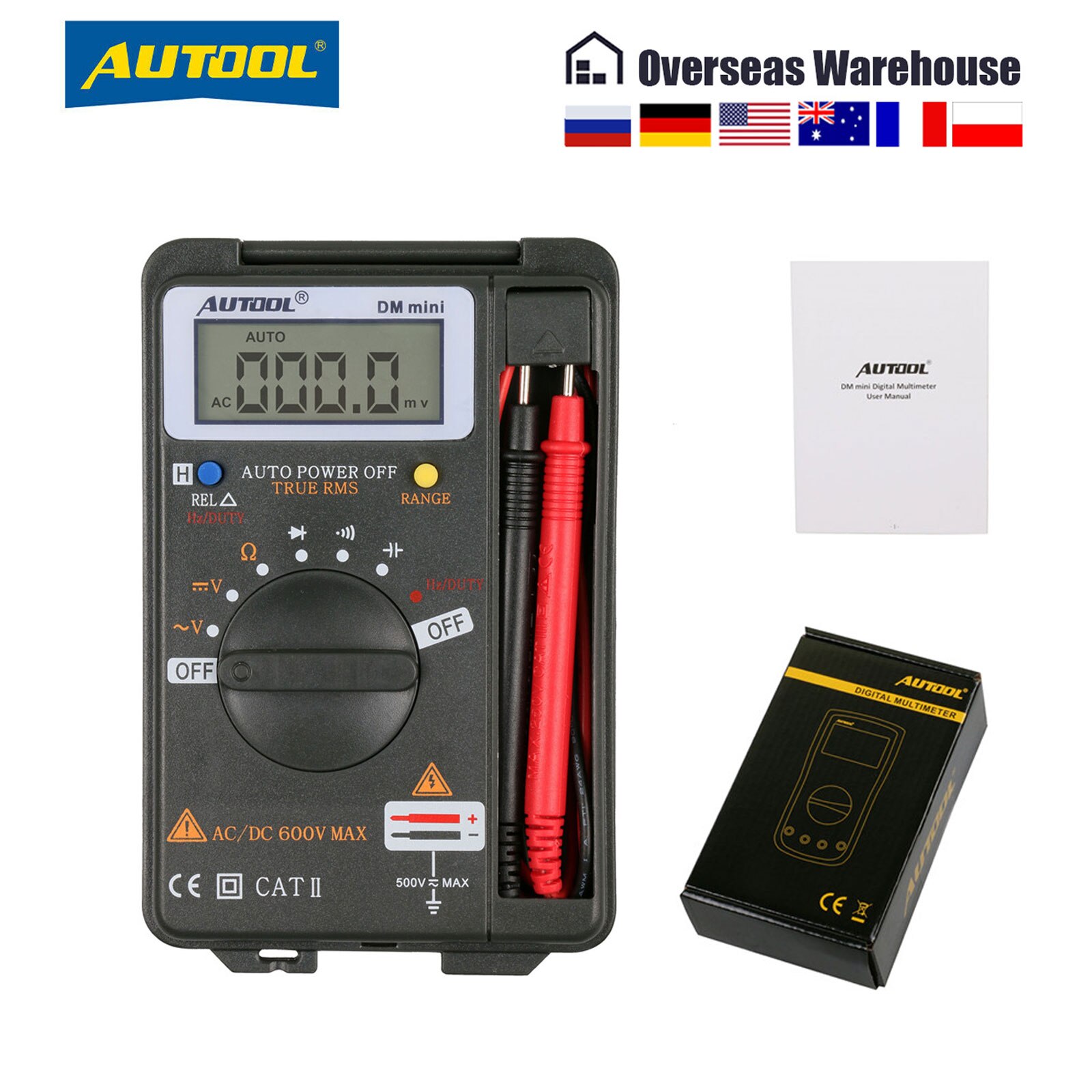 Autool Dm Mini Digitale Multimeter Met 4000 Displays, Dc/Ac Voltmeter, Ncv Ohm Capaciteit, hz Weerstand, Auto Voltmeter Test