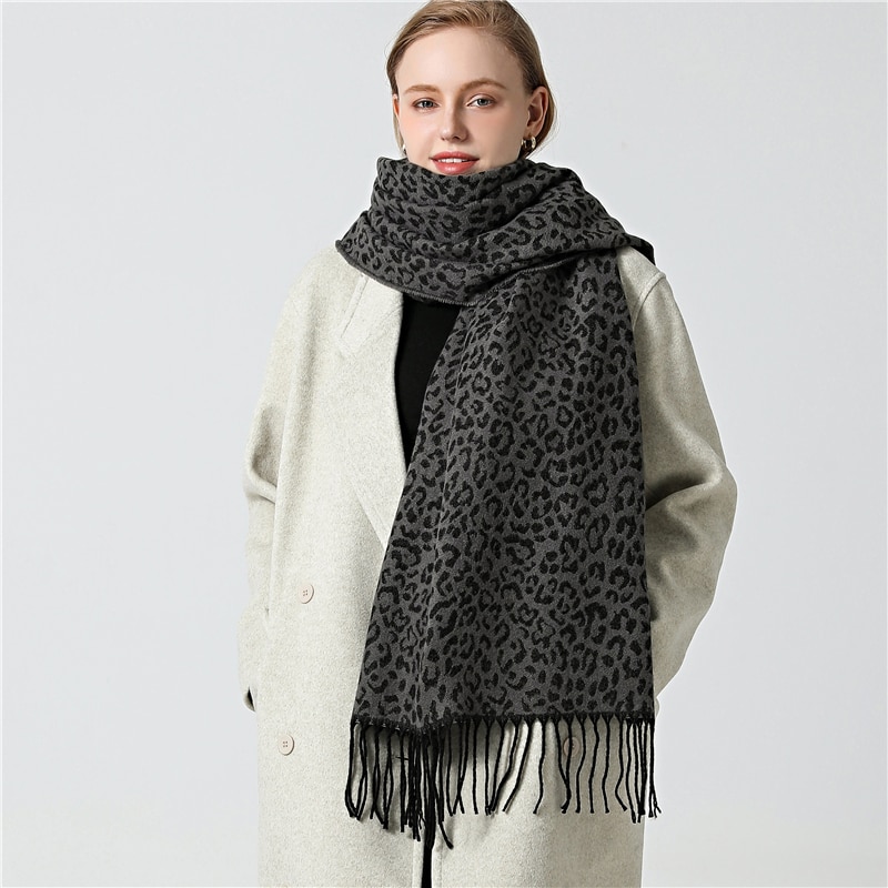 neue stil Leopard drucken frauen schal Winter warme kaschmir schals Dame betroffen schals foulard weibliche hals pashmina