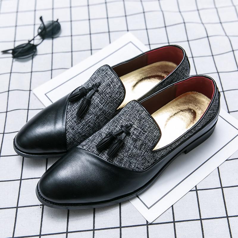 Fotwear Sky Blue Men Dress Shoes Tassel Men Loafers Slip On Men Smoking Shoes Big Size 46 45 Wedding Party Leather Shoes: Gray / 41