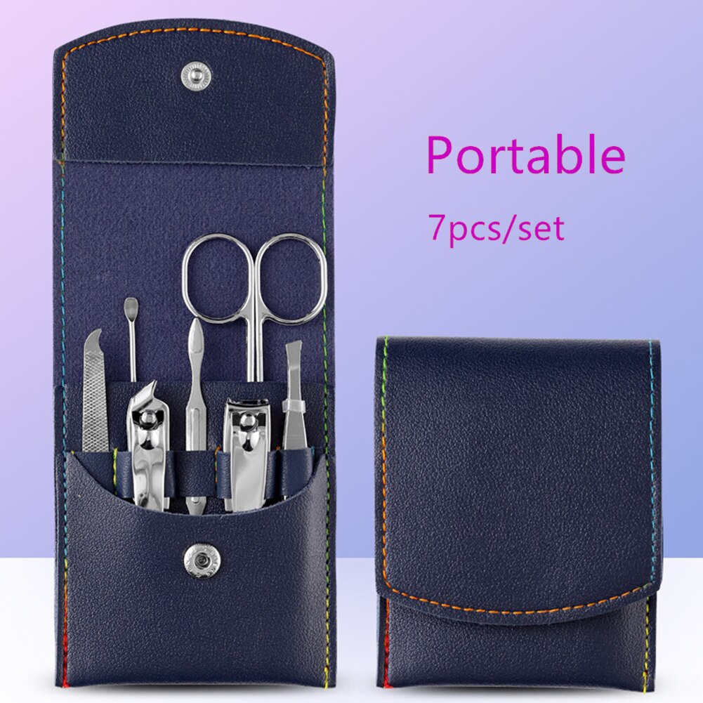 7pcs/set Portable Stainless Steel Nail Clippers Set Pedicure Care Nail Cutting Nail Trimmer Travel Toe Nail Scissor Nail Tools
