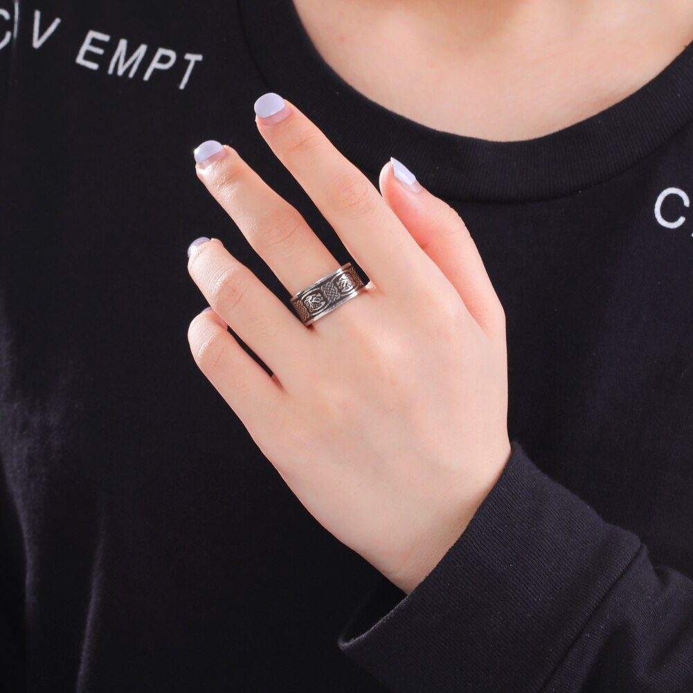 Skyrim – bague à nœud en acier inoxydable pour hommes et femmes, anneau de doigt Vintage nordique Viking, amulette Talisman, bijoux