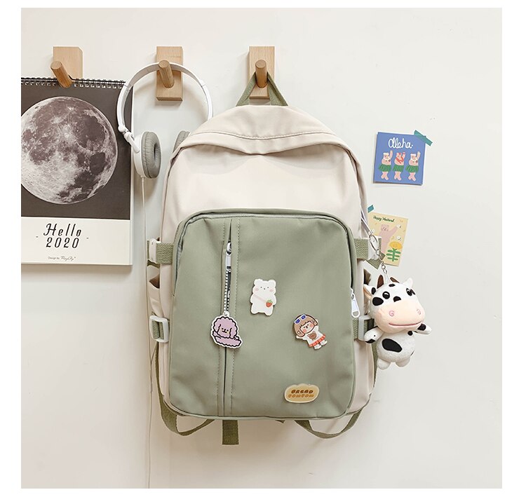 Kobiety student urocze plecaki Kawaii tornister dla nastolatków dziewczyny klasyczny plecak na laptopa kobieta dziennik podróży torby damskie Mochila: zielony