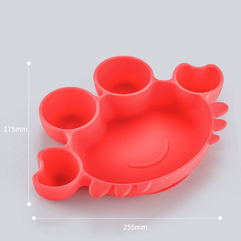 Baby Kommen Diner Platen Siliconen Zuig Feeding Servies Bpa Gratis Antislip Baby Gerechten Krab Voedsel Voeden Kom voor Kids: Red Crab