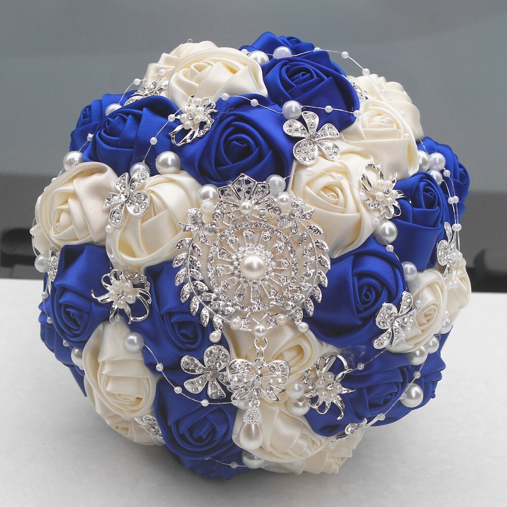 WifeLai-A Handmade Rose Satin Wedding Bridal Holding Flowers Luxury Wedding Bouquets Crystal Wedding Flower Bouquet W1727A
