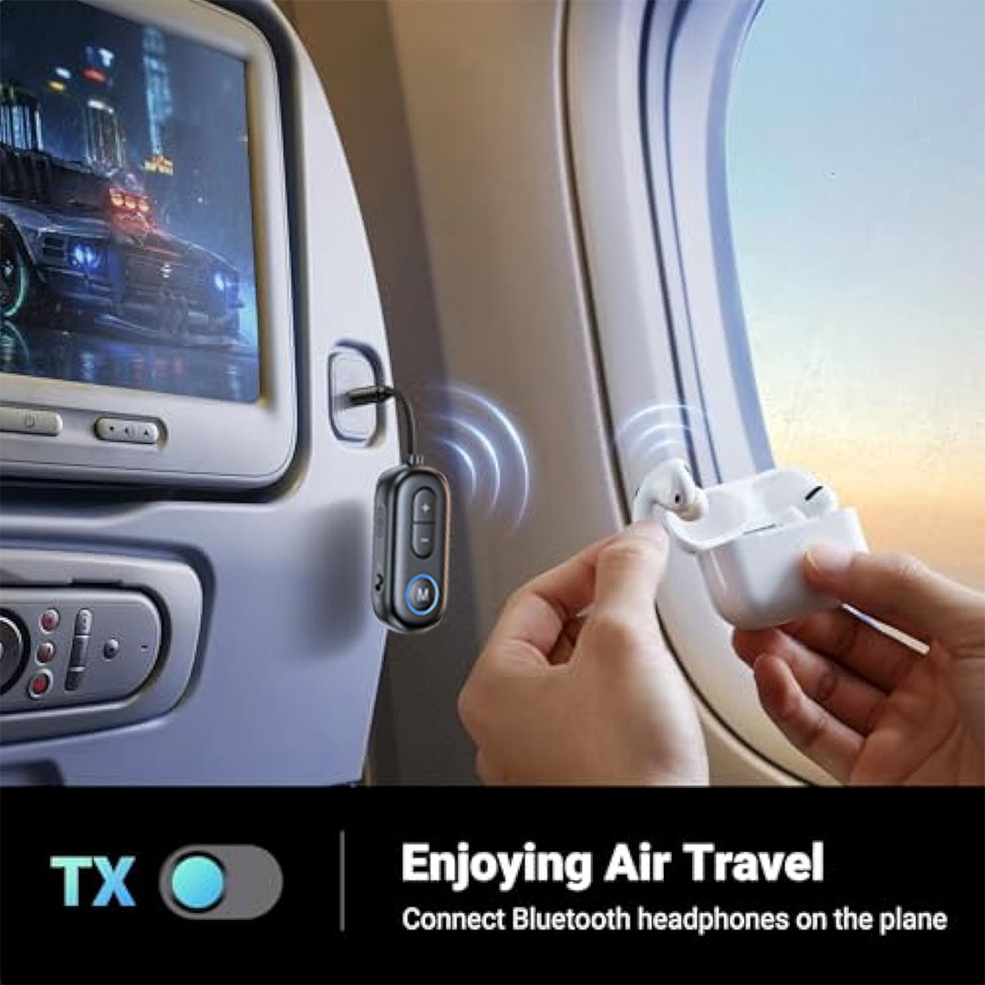 Receptor y transmisor de Audio Bluetooth 5,4, adaptador inalámbrico de música estéreo Hifi AUX de 3,5 MM con micrófono para coche, avión, TV, PC, altavoz