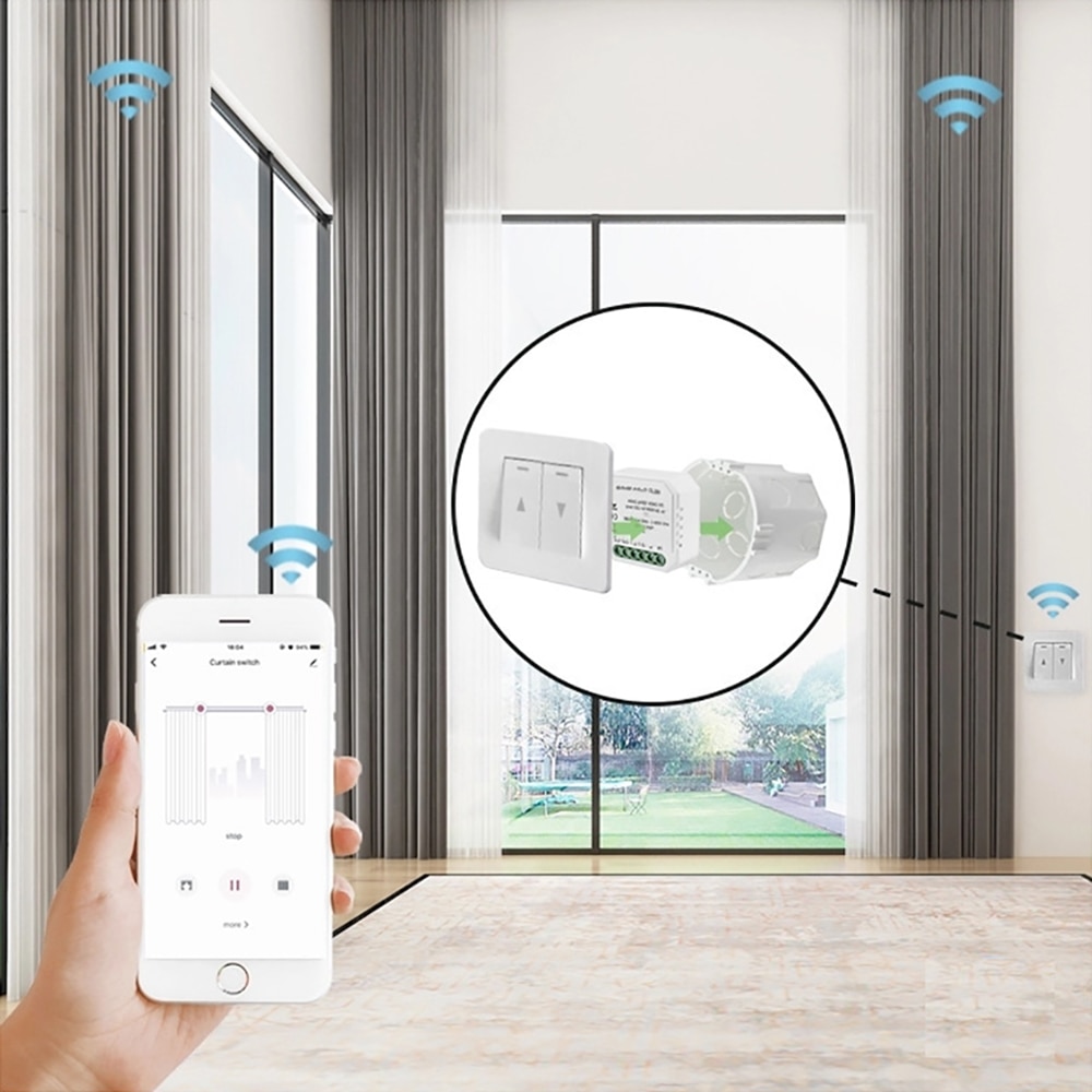 Tuya Smart Life WiFi Curtain Blind Switch Module With Remote For Roller Shutter Electric Motor Google Home Aelxa Echo Smart Home