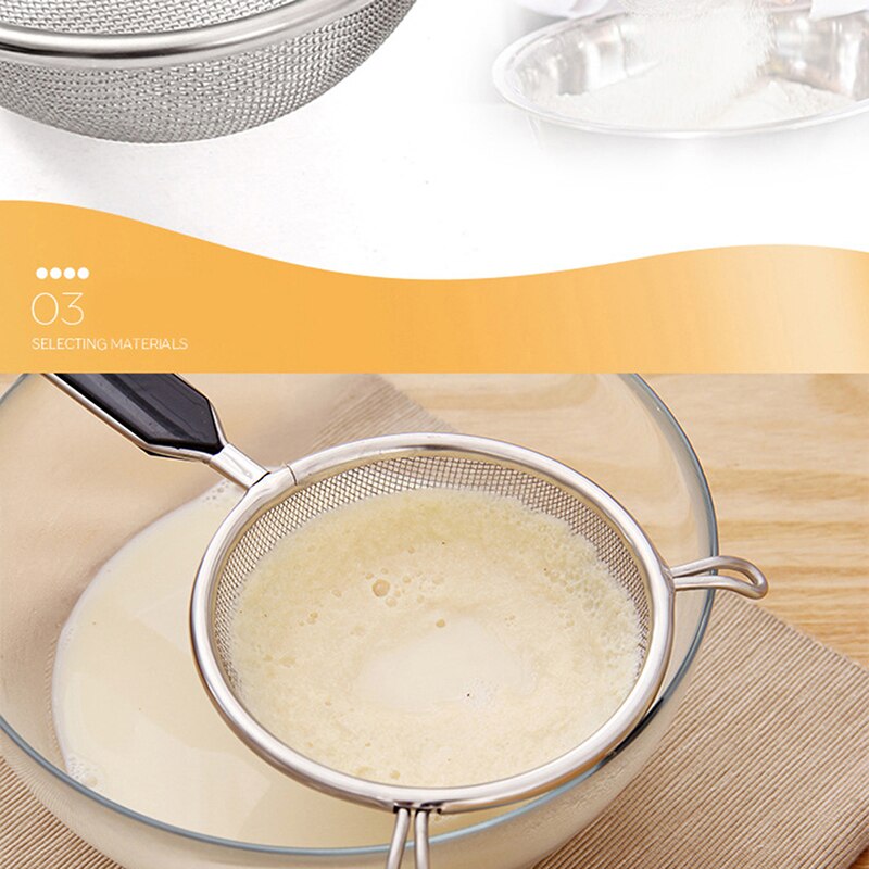 3Pcs/ Set Fine Mesh Stainless Steel Strainer Sieve Colander