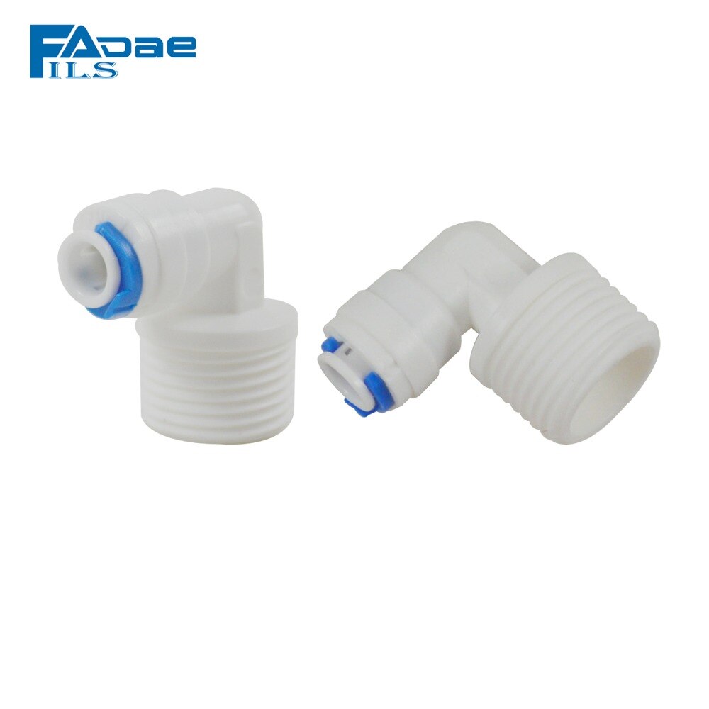 2 PACK OF Water Filter Adapter Male Elbow 1/2" Thread x 1/4" OD Quick Connect QC RO System Fittings