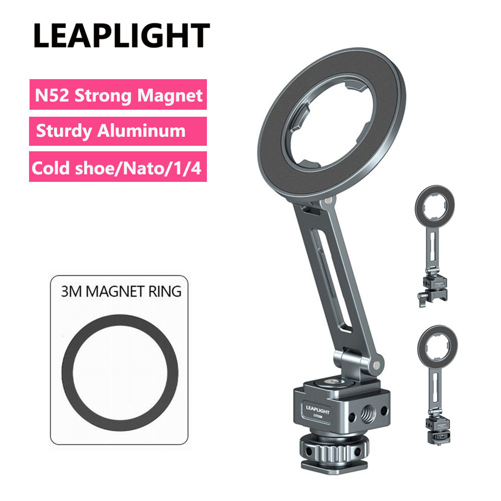 LEAPLIGHT Magnetic Phone Holder w Cold Shoe 1/4" NATO Phone Tripod Mount for Magsafe iPhone 16 15 14 13 Android Camera Monitor