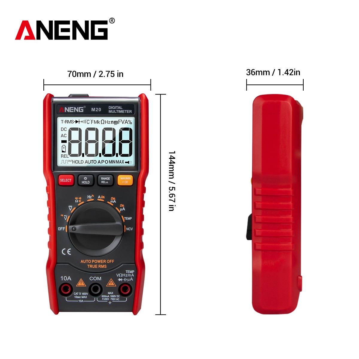 Aneng  m20 digital multimeter 6000 tæller tester esrmeter multimetro analogico digital profissional med baggrundsbelysning ac/dc amperemeter