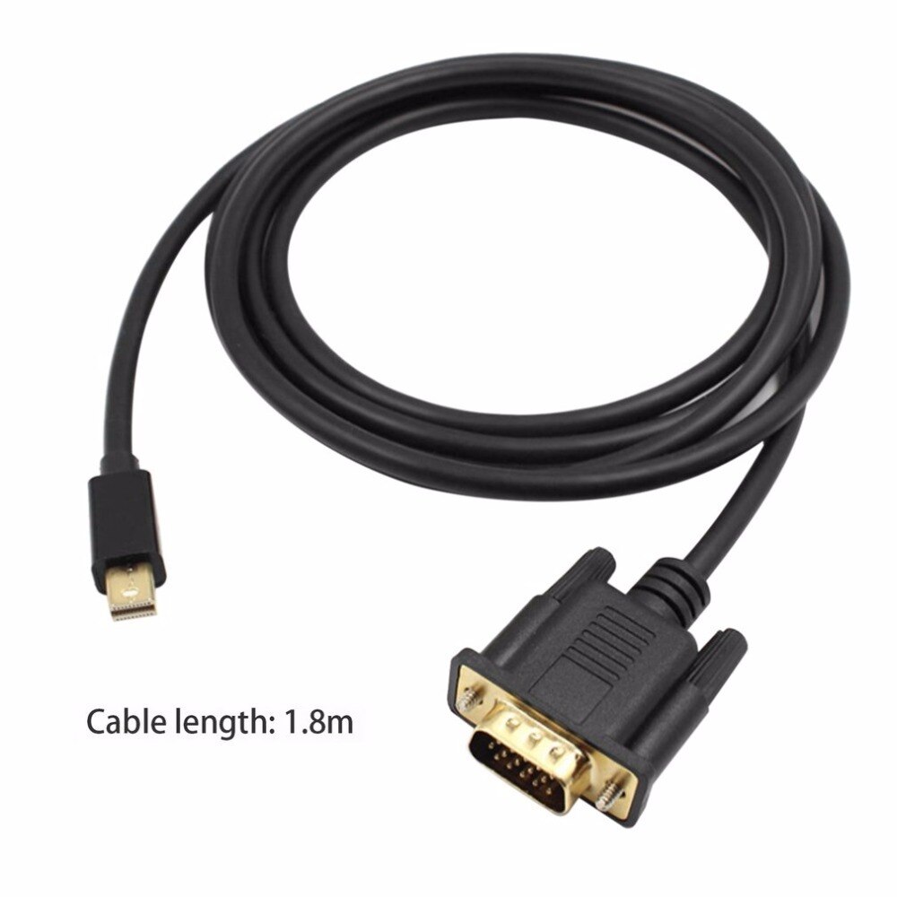 1.8M Mini Displayport Naar Vga Kabel Adapter Full Hd 1080P Display Port Male Naar Vga Adapter Kabel Voor macbook Hdtv Projector
