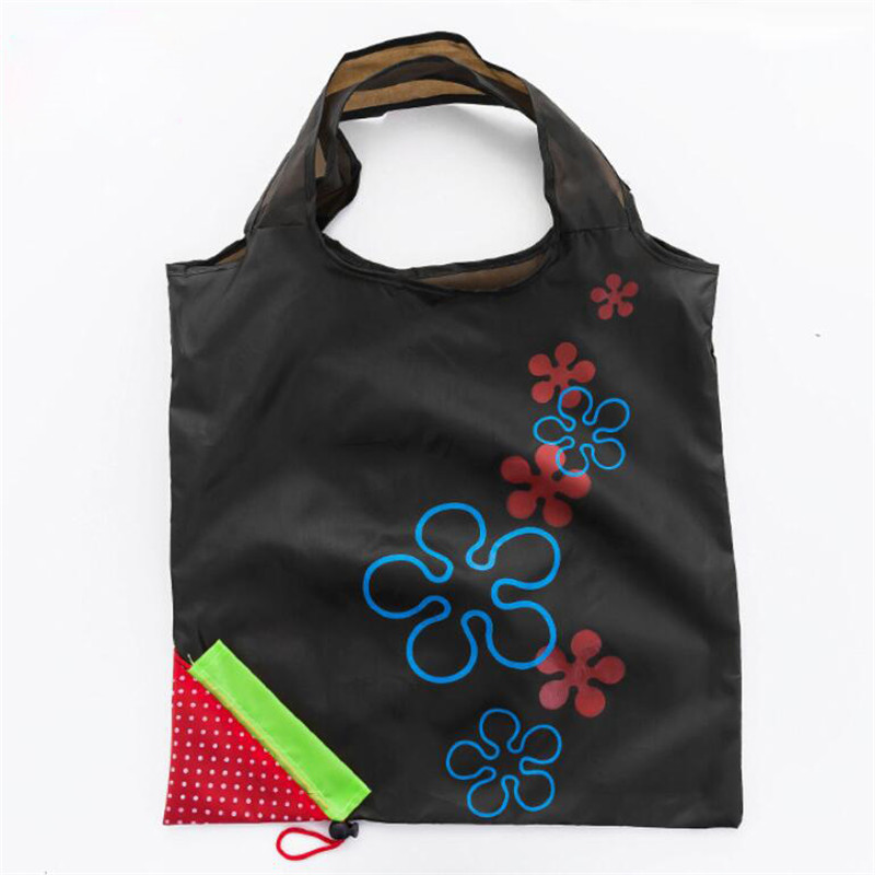 1pc miljøvennlige oppbevaringsposer håndveske jordbær sammenleggbare handleposer gjenbrukbare sammenleggbare dagligvareposer i nylon: Marineblå