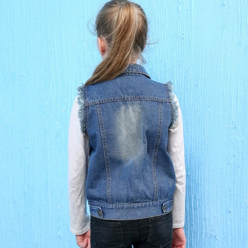 Girls Cowboy Vest Sleeveless Jean Jackets for Kids Children Outerwear 2-10 Years Kids Vest Denim Coat Girl Denim Waistcoat