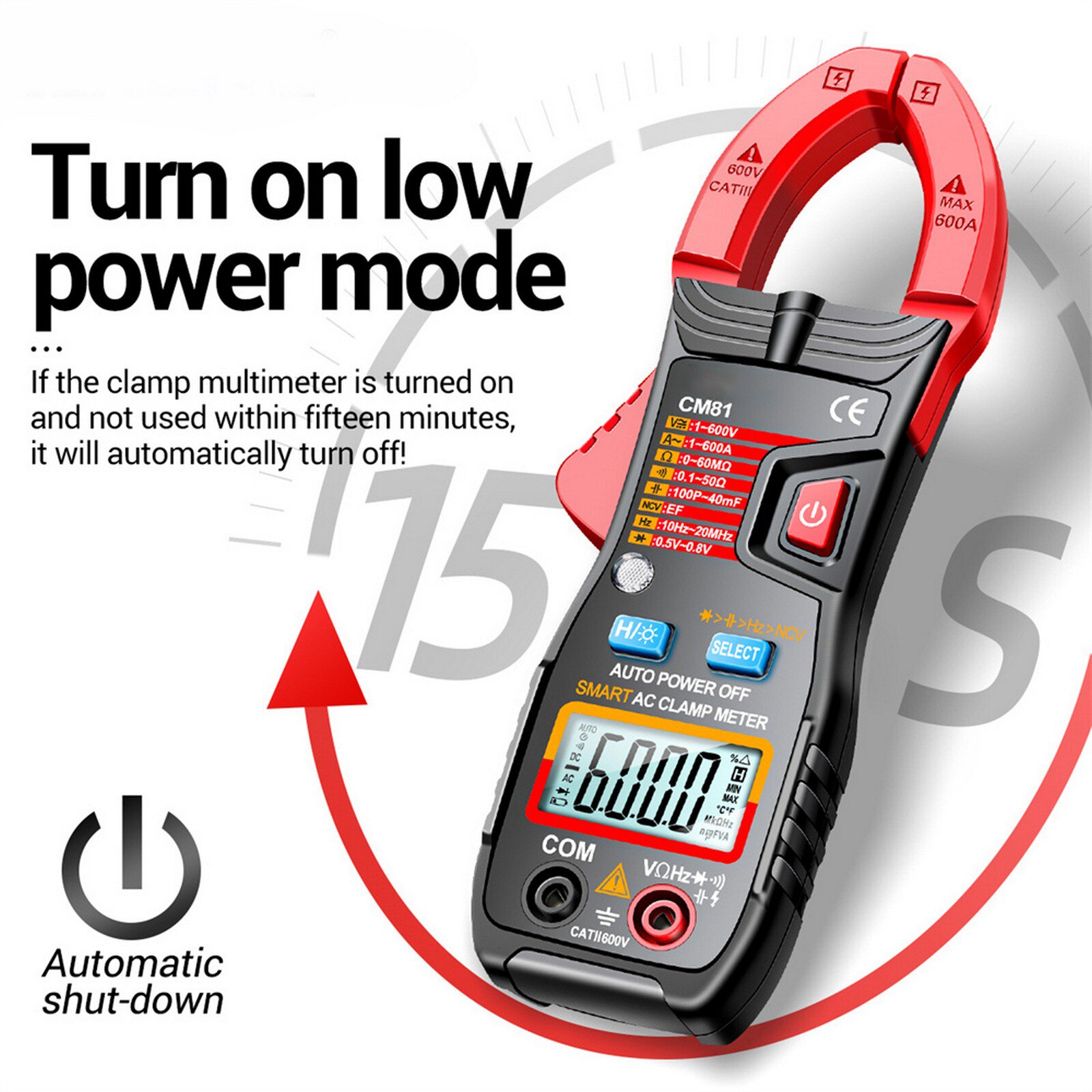 Current Measur instrument Digital Clamp Meter Tester Auto Range AC/DC 600A Capacitance Frequency Current Resistance Multimeter