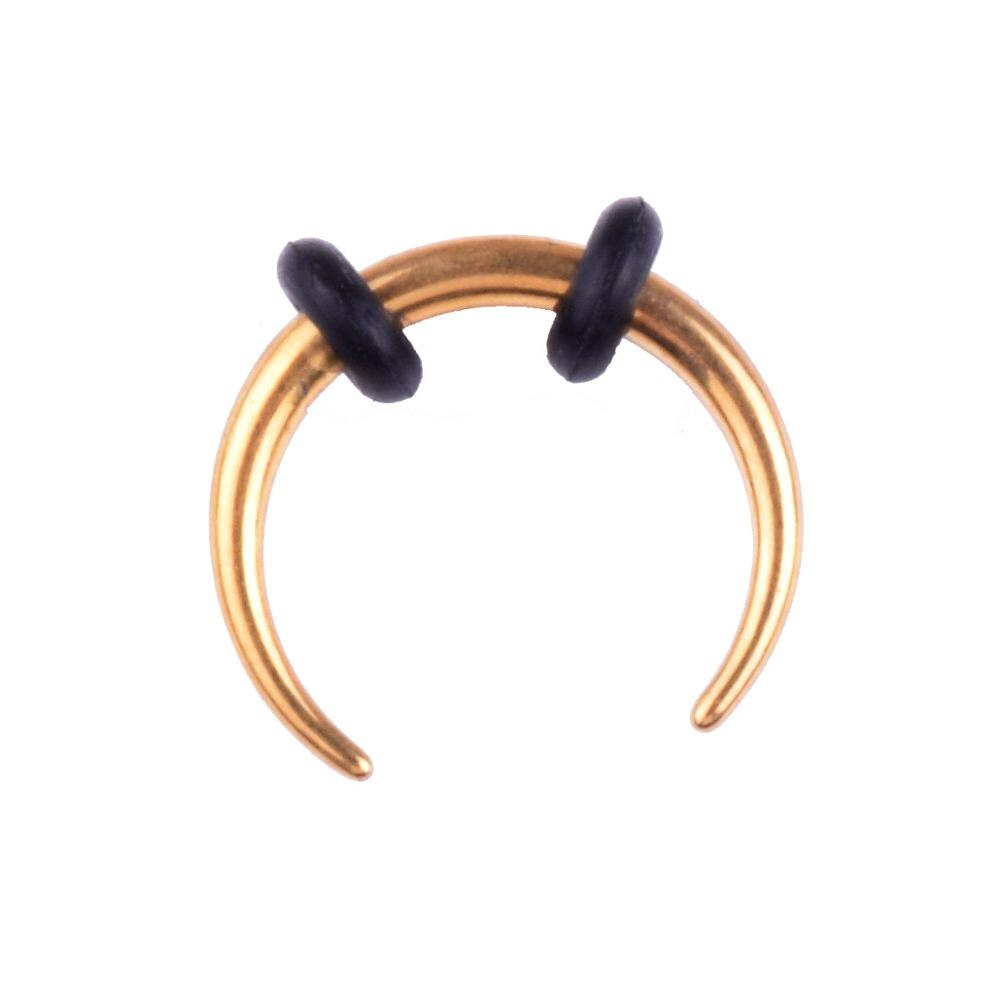 Anillos de aro de acero quirúrgico para el tabique nasal, Piercing cónico para la nariz y la oreja, joyería para el cuerpo, 1 unidad: Negro / PLATEADO