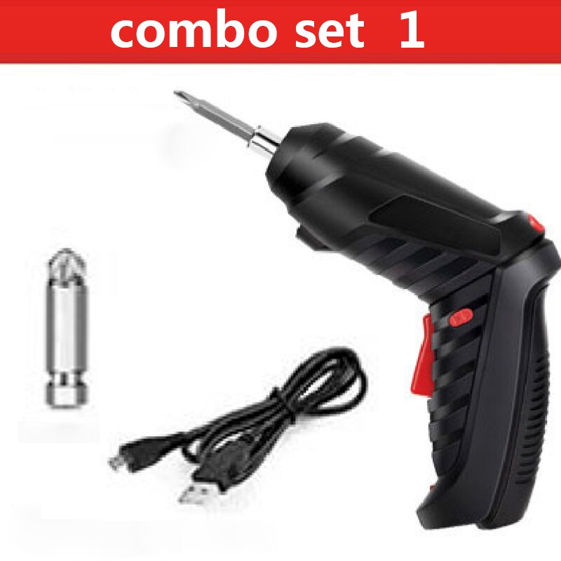 Elektrische Schroevendraaier 3.6V Draagbare Usb Opladen Draadloze Oplaadbare Hand Draadloze Praktische Boor Voedingen Power Tools: combo set 1