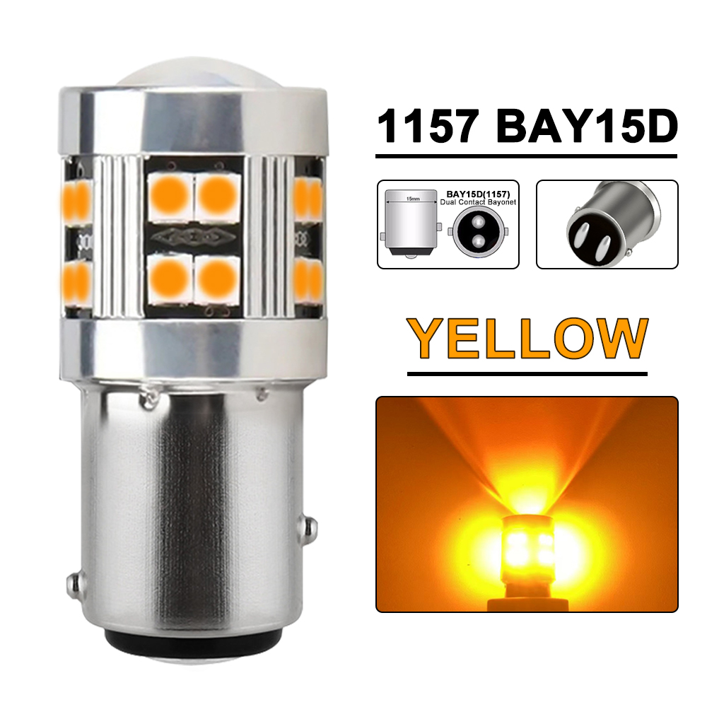 2/4 Uds CANBUS 1156 BA15S 1157 BAY15D bombilla LED 12V 3030-24SMD 6500K blanco amarillo rojo freno trasero de coche luces de señal de giro de estacionamiento: Beige / Ámbar