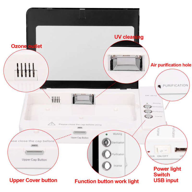 Máquina de limpieza ultravioleta para teléfono móvil, dispositivo limpiador funcional con caja de incienso integrada