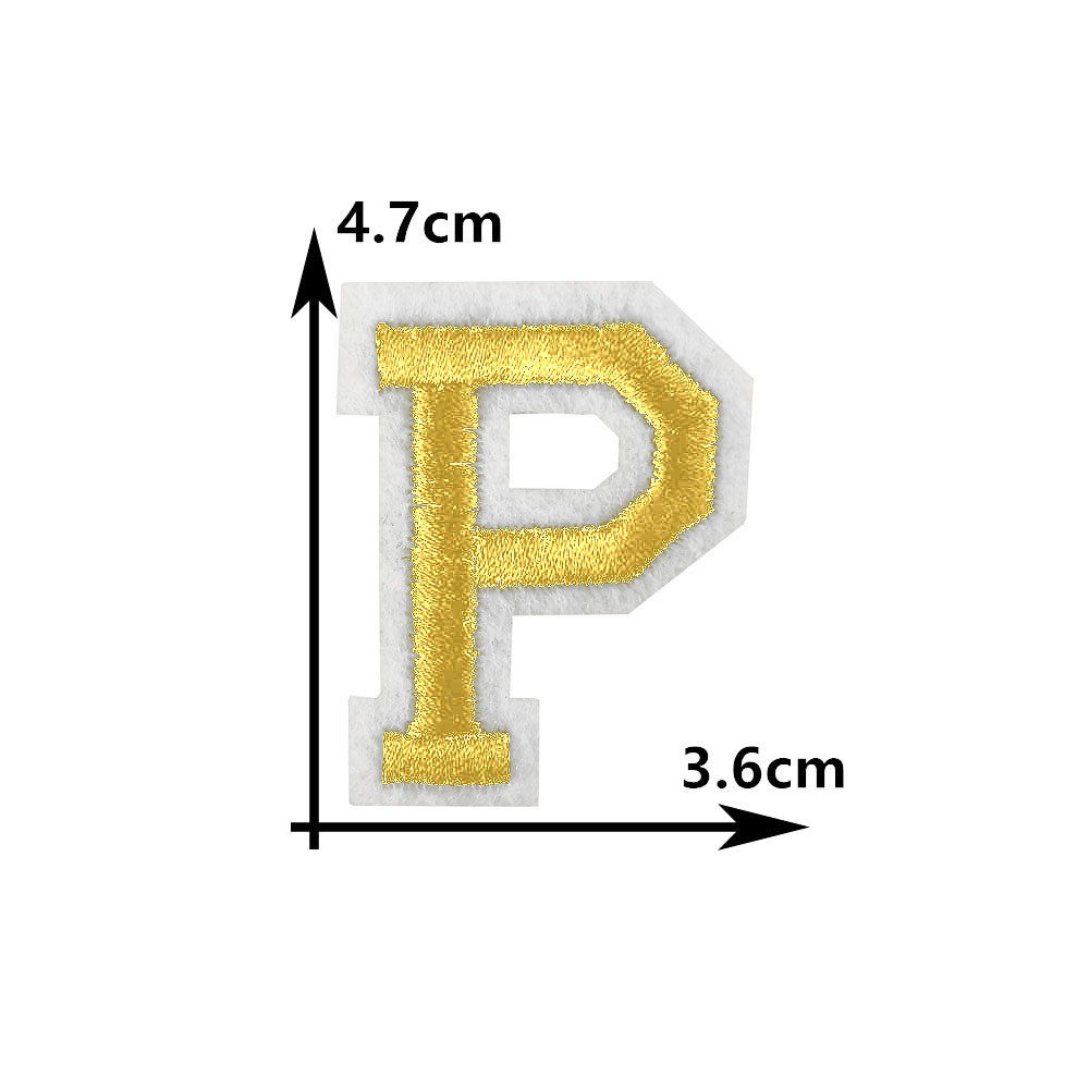 Parche bordado para planchar adhesivo termofusible con 26 letras doradas en inglés, parche decorativo para costura DIY para ropa: Negro