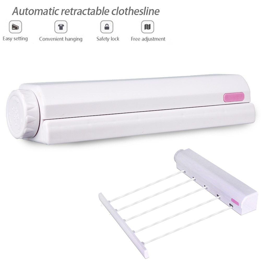 Indoor Outdoor Retractable Clothesline Wall Mounted Clothes Hanger Drying Rack Towel Rack Automatic Telescopic Clothes Dryer