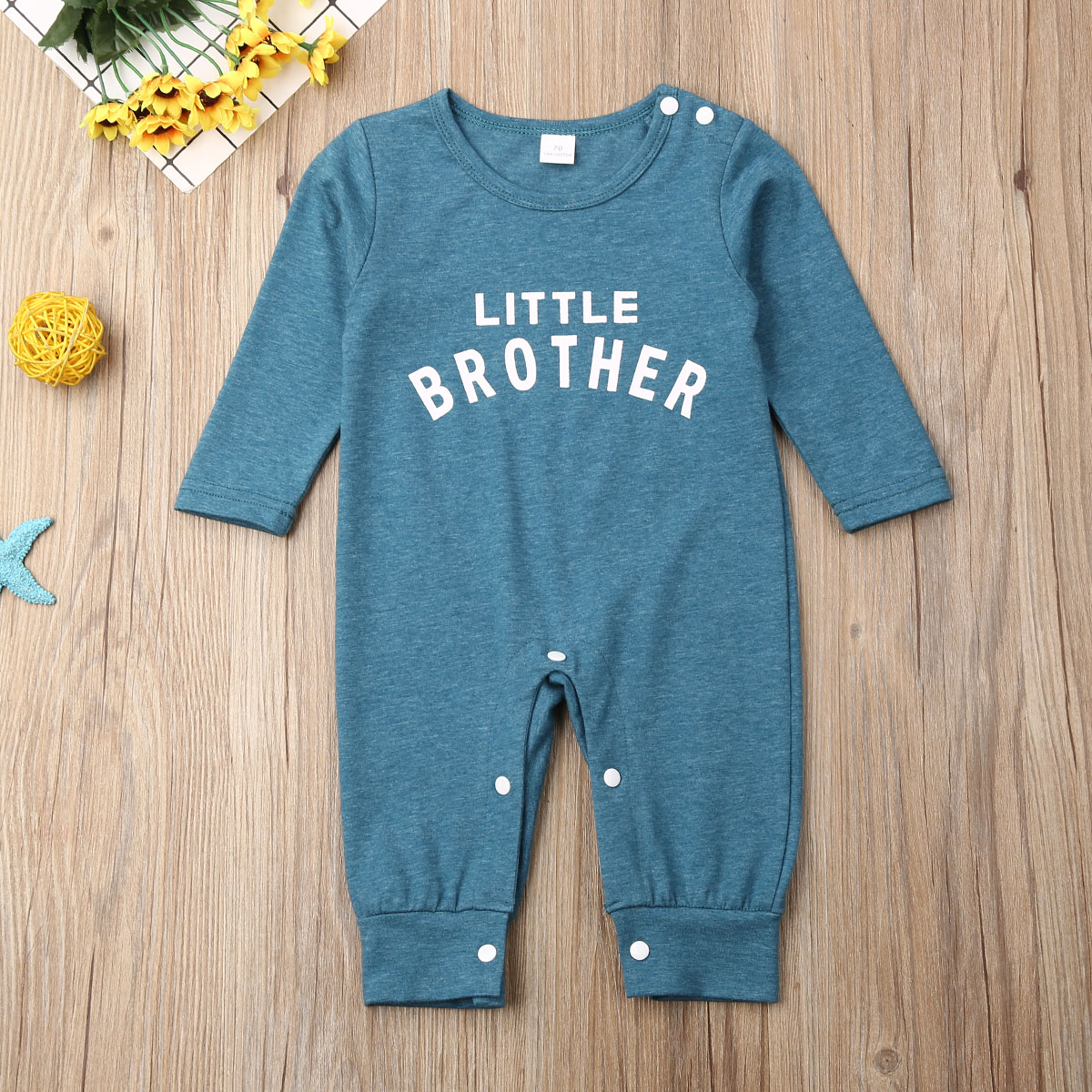 0-24Month Newborn Baby Girl Boy Knitted Long Sleeve Romper Tops Winter Outfits Little Brother One Piece Clothes