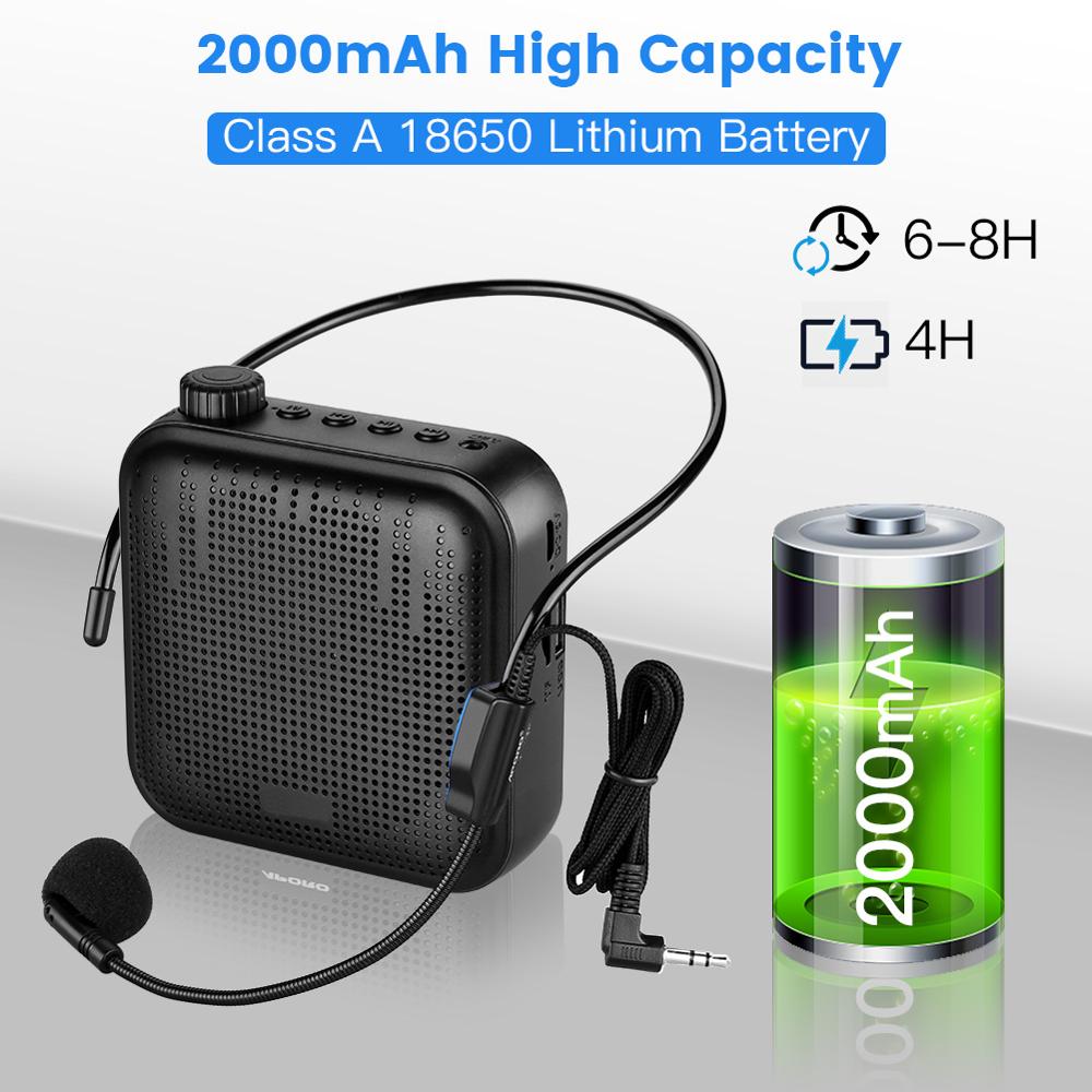 Portable 12W Mini Wired Voice Amplifier with Sound-Amplifying Music Playing Wired Microphone Headset for Classroom Meetings