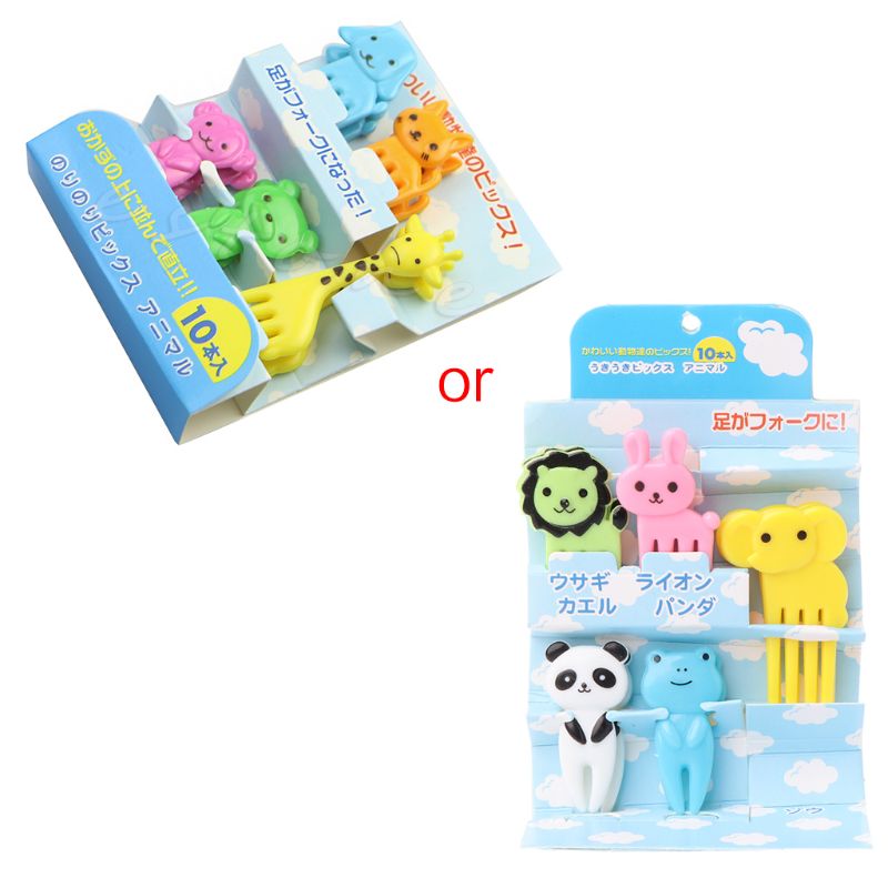 10Pcs Mini Kawaii Animal Farm Cartoon Vork Fruit Tandenstoker Teken Bento Lunches H051