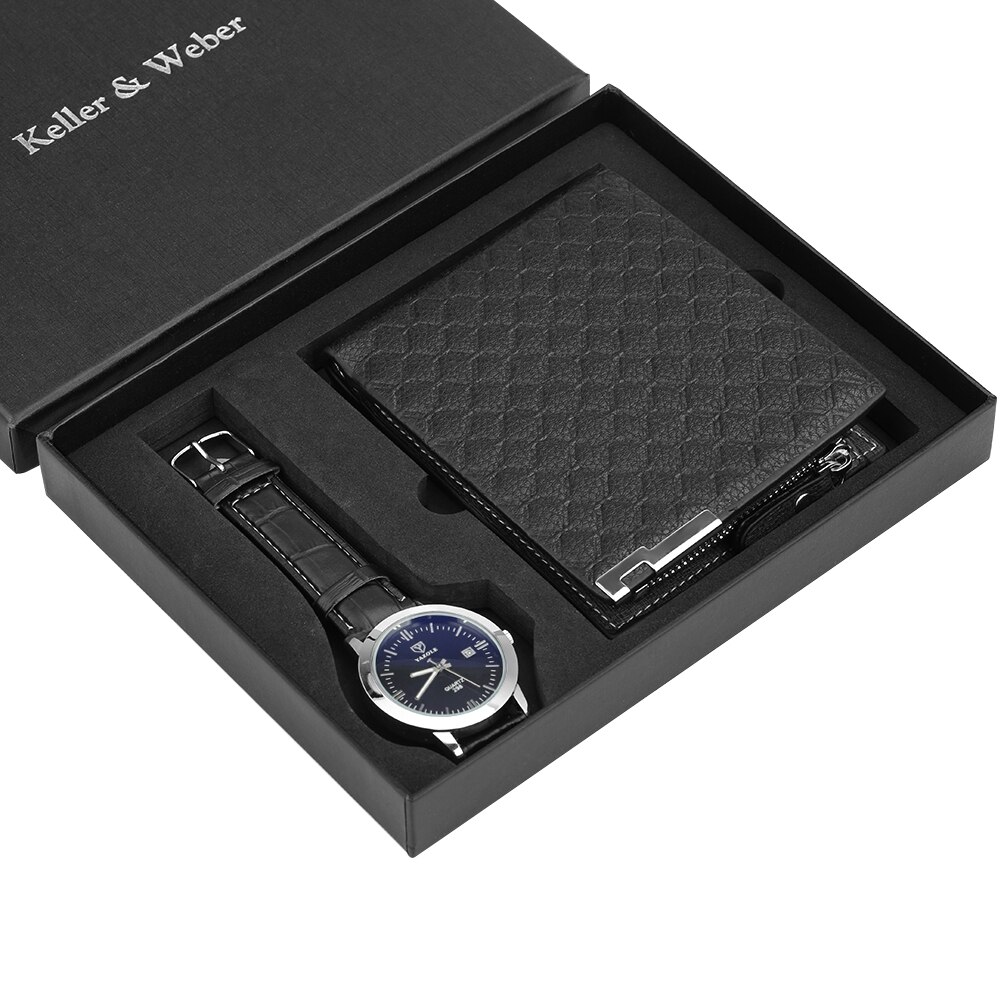 Speciale horloge portemonnee set quartz horloge leren portemonnee datum horloge kerst aan vader echtgenoot zoon heren horloge heren: G