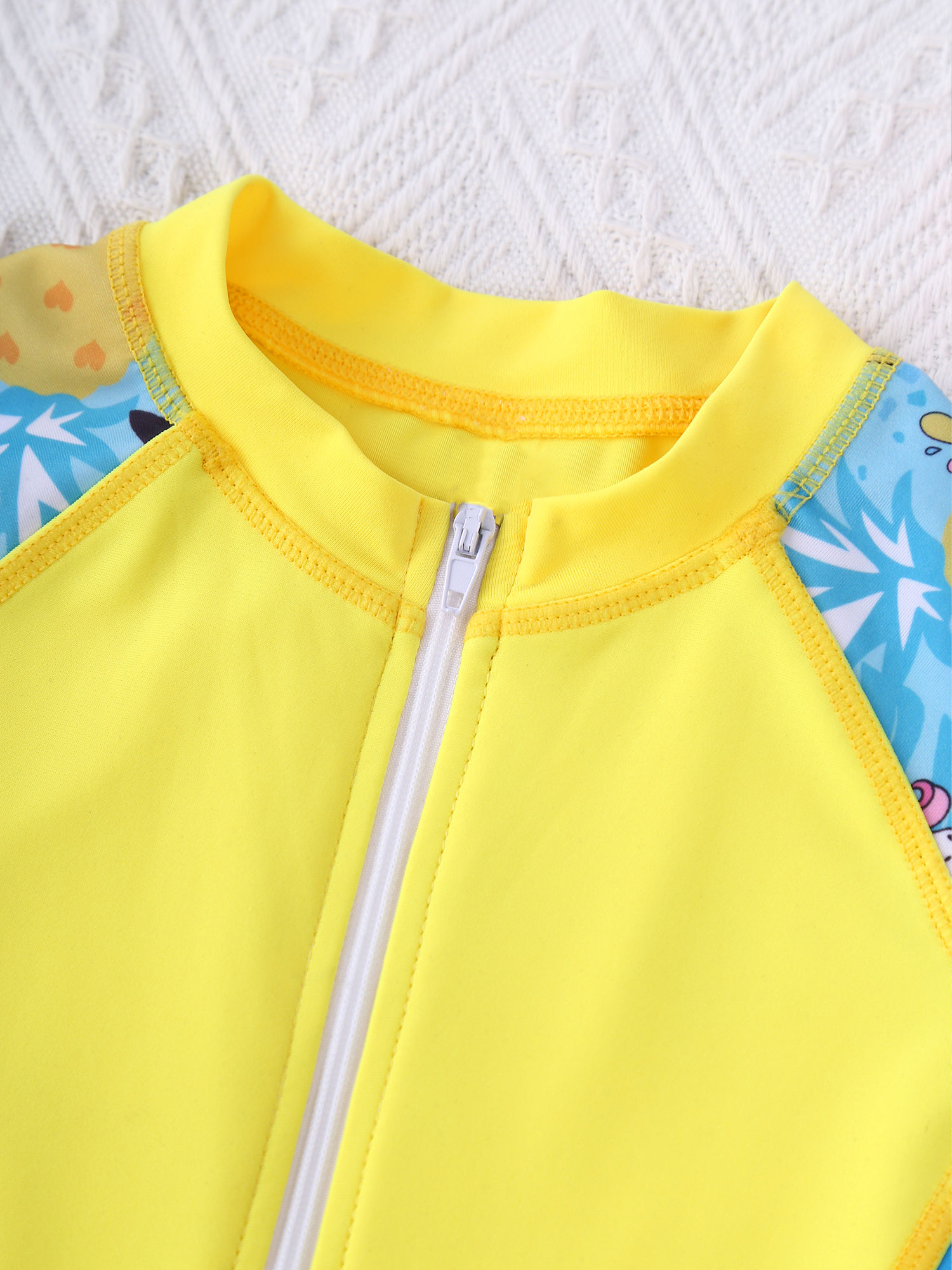 TiaoBug Summer Kids Girls One-Piece Pool Swimming Beach Jumpsuit Stand Collar Short Sleeves Front Zipper Closure Shorts Bodysuit