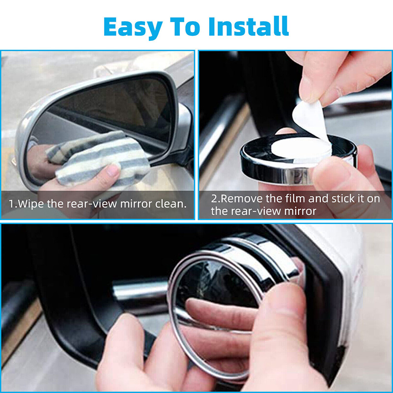 2x specchietti per punto cieco per auto specchietto retrovisore laterale convesso rotondo regolabile in vetro HD 360 ° bastone in poi specchietto circolare ottavino montato su auto