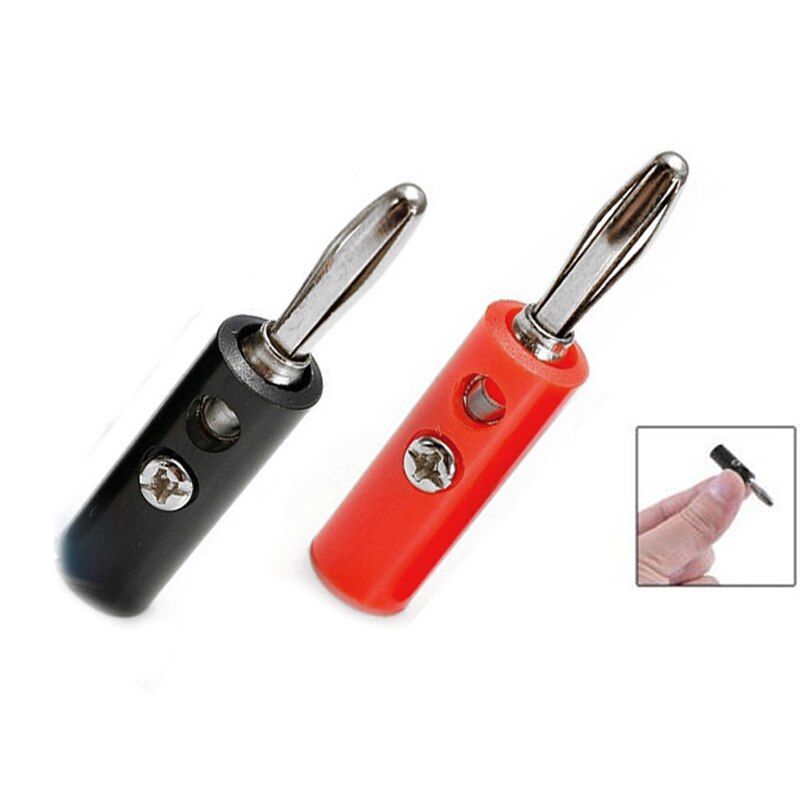10 Stuks 4 Mm Banana Plug Connector Jack Schroef-Type Banaan Hoofd Zwart En Rood Kleur Dq-