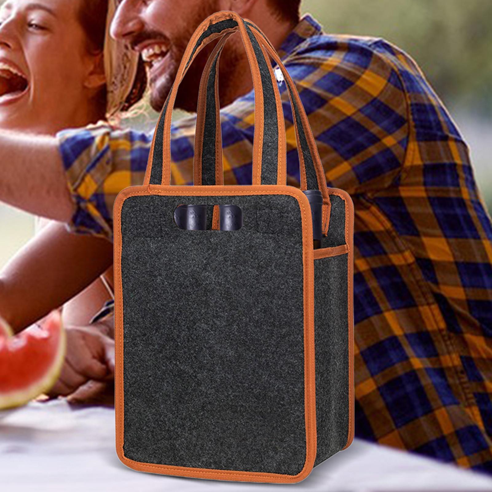 6-flessen wijnkoffer met scheidingswand van vilt, draagbare wijnopbergtas, wijn cadeauverpakking, rode wijn opbergdoos met handvat