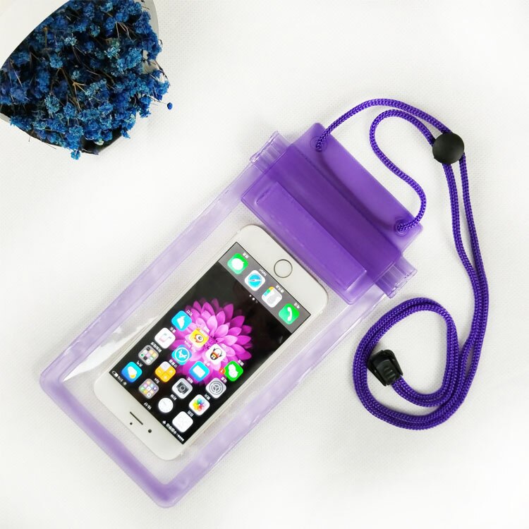 Sacos de natação à prova dwaterproof água saco com luminosa subaquática bolsa de telefone caso para iphone 6s 7 8 xr universal todos os modelos 6.5 polegada: purple