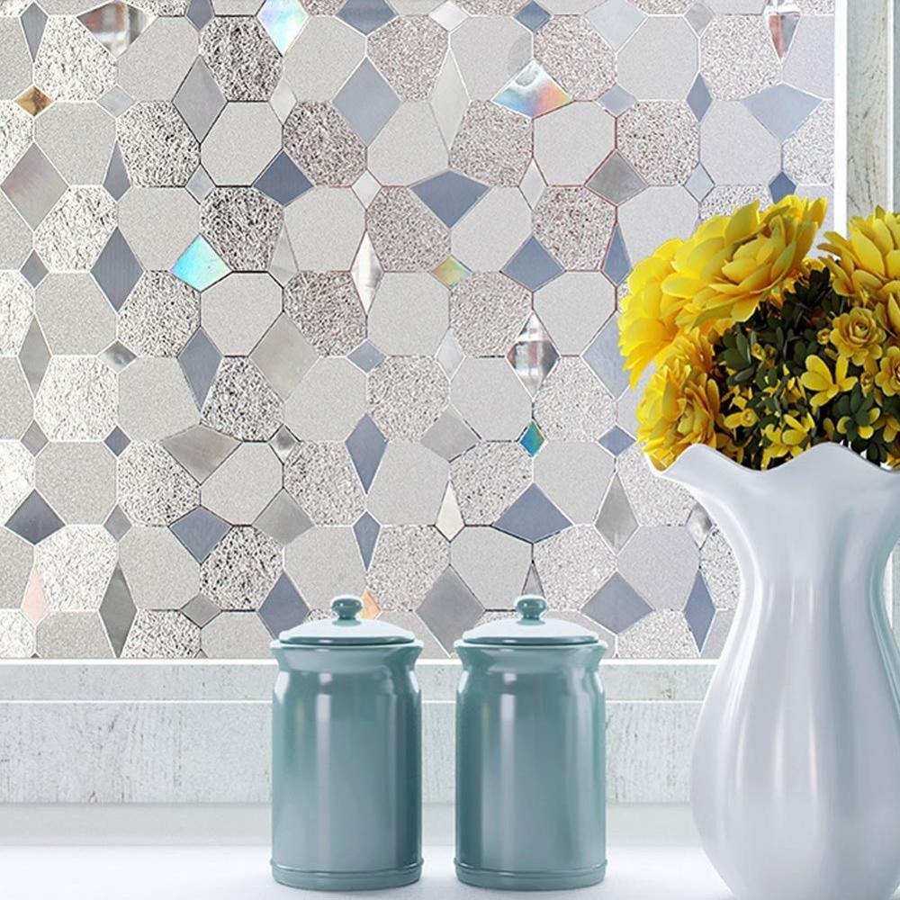 LUCKYYJ Privatsphäbetreffend Fenster Film 3D Dekorative Selbst-Klebstoff Film Abnehmbare Fenster Aufkleber Anti-Uv Fenster Glas Film für Heimat Sekretariat