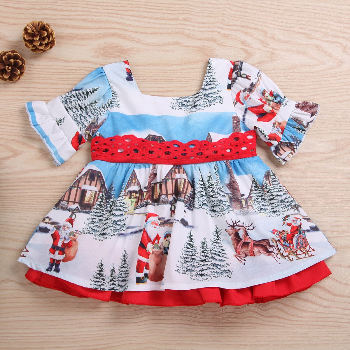 Christmas Princess Dress Toddler Girls Outfits Kids Baby Girl Bowknot Party XMAS Gown Formal Dress Costume Children Santa