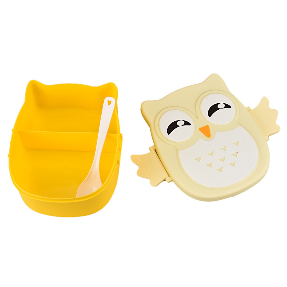 Top Selling Uil Lunchbox Voedsel Container Opbergdoos Draagbare Bento Box Geel Ondersteuning En