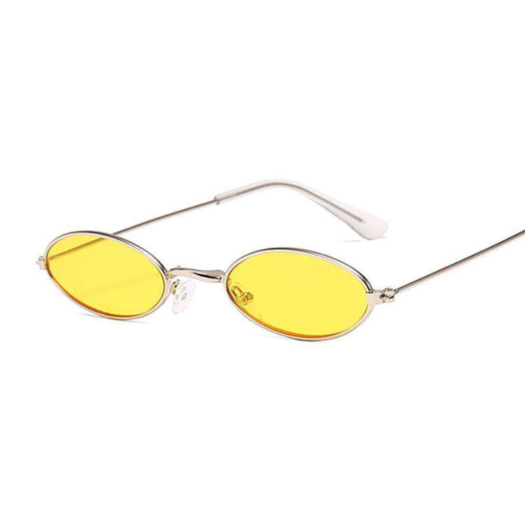 Lunettes de soleil ovales roses, petite monture, rondes pour femmes, de styliste Vintage: SilverYellow